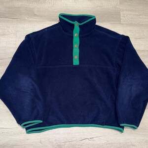 Vintage Woolrich Blue & Green Snap-T Fleece Pullover Sweater Large